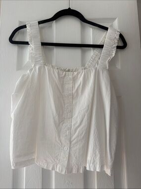 bishop + young White Ruffle Strap Button-Front Camisole
